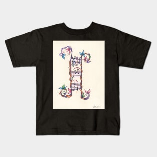 "I" - Illuminated Text/Font - Initial Alphabet Letter "I" Music Themed Kids T-Shirt